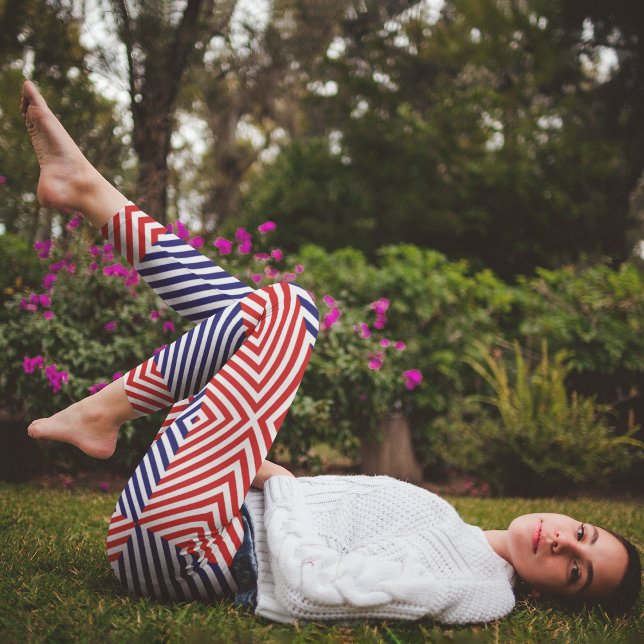  Diagonal Red Blue Capri Leggings (Creator Uploaded)