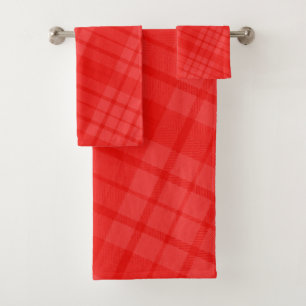 Diagonal Red Plaid Bath Towel Set