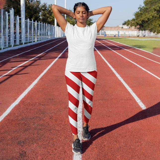 Diagonal Red Stripe Capri Leggings (Creator Uploaded)