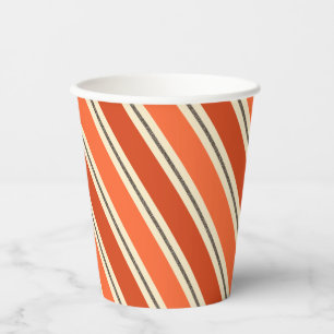 Diagonal Retro Orange Candy Stripe Paper Cup