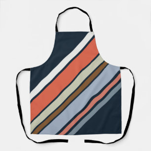 Diagonal retro style stripes design apron