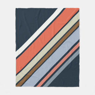 Diagonal retro style stripes design fleece blanket