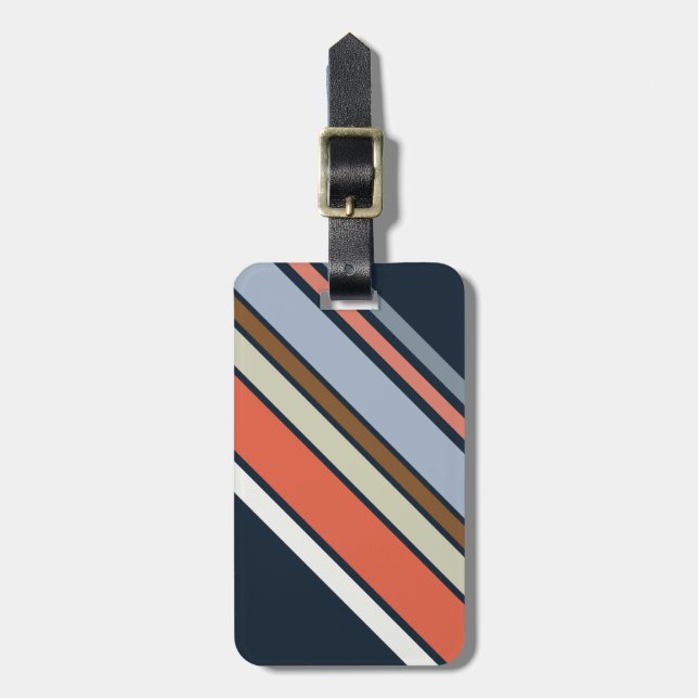 Diagonal retro style stripes design luggage tag (Front Vertical)