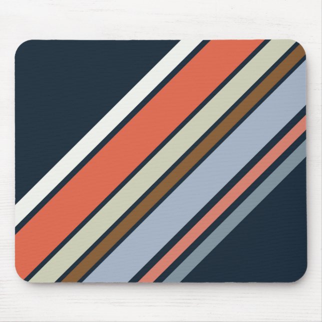 Diagonal retro style stripes design mouse pad (Front)