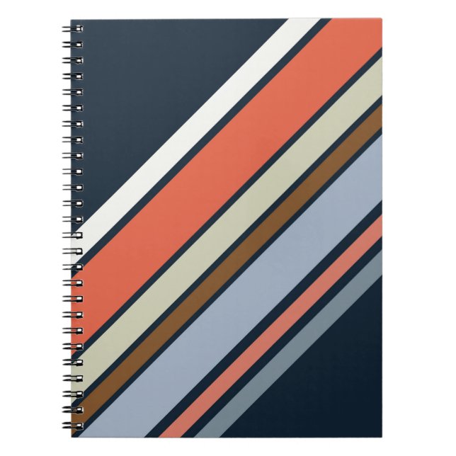 Diagonal retro style stripes design notebook (Front)