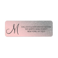 Diagonal Silver Blush Pink Ombre Gradient Monogram