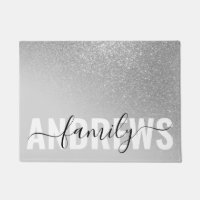 Diagonal Silver Glitter Gradient Ombre Monogram