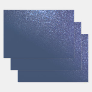 Diagonal Sparkly Navy Blue Glitter Gradient Ombre Wrapping Paper Sheet