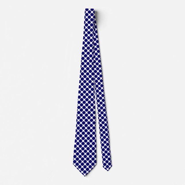 Diagonal Spots - Deep Navy on White Tie (Front)