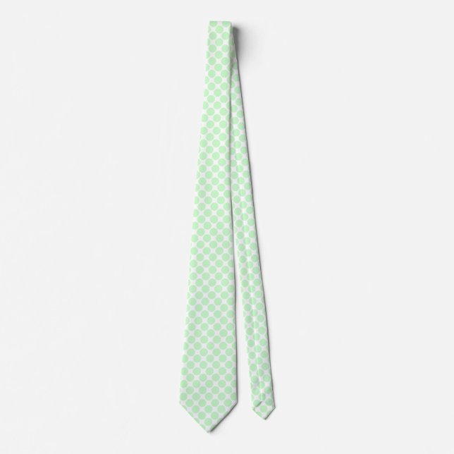 Diagonal Spots - Ghost Green on White Tie (Front)