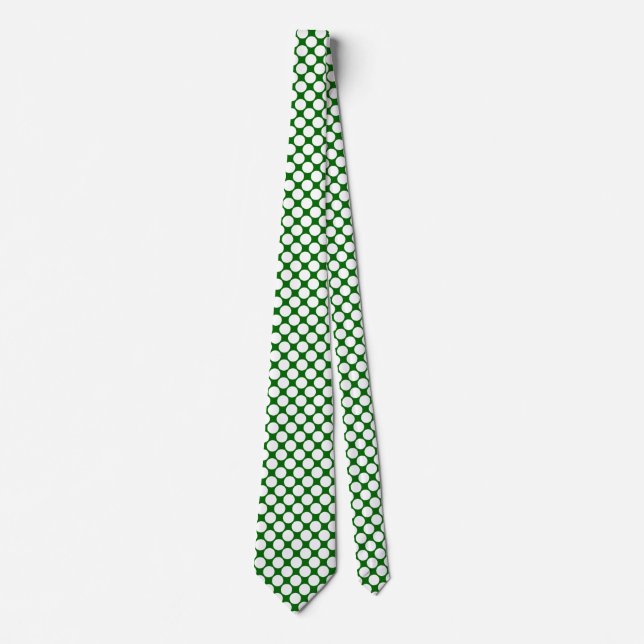 Diagonal Spots - White on Forest Green Tie (Front)