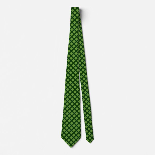 Diagonal Squares - Avocado Green on Dark Green Tie (Front)