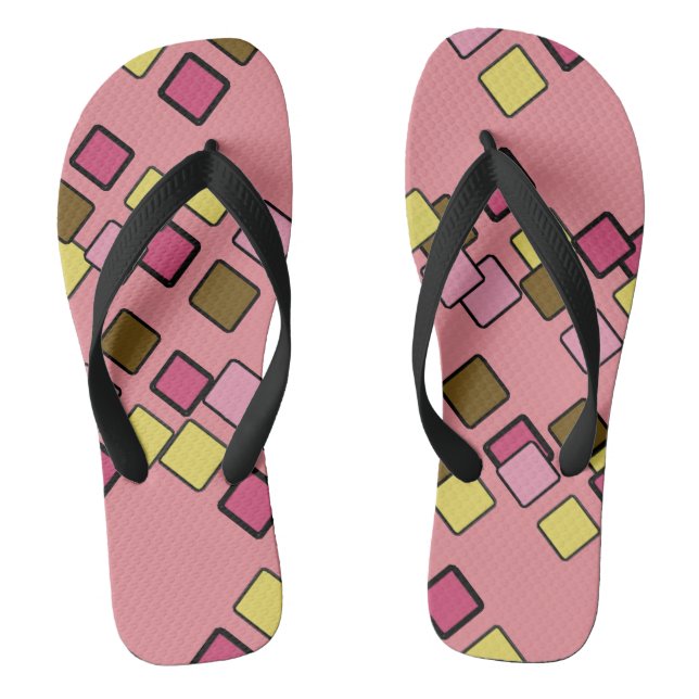 Diagonal Squares Chaos Pink Jandals (Footbed)