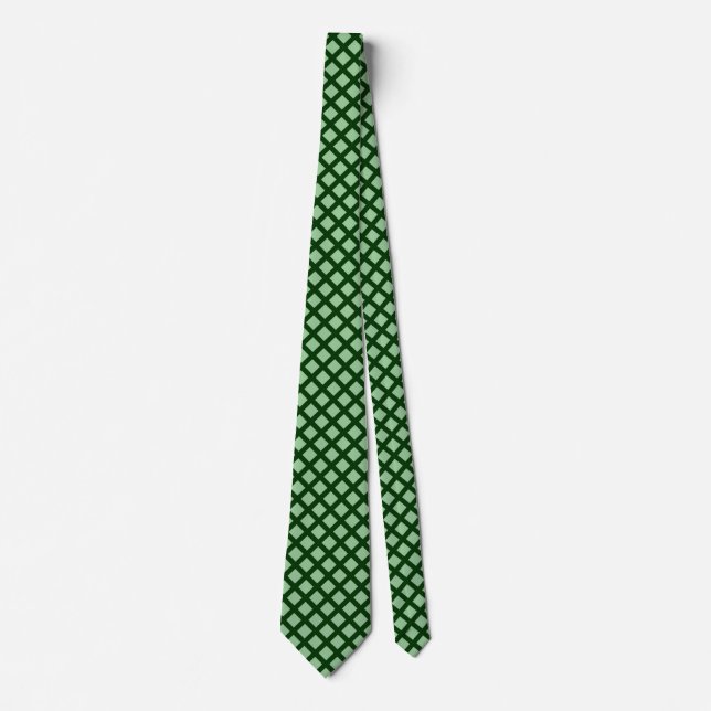 Diagonal Squares - Faded Green on Dark Green Tie (Front)
