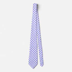 Diagonal Squares - Pastel Blue on White Neck Tie