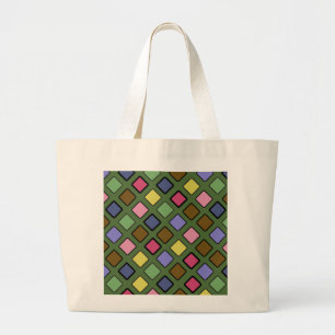 Diagonal Squares plus on any Colour Large Tote Bag