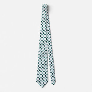 Diagonal Squares -  Shades of Cool Green Tie