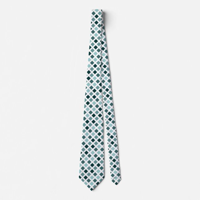 Diagonal Squares -  Shades of Cool Green Tie (Front)