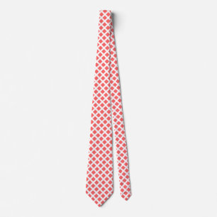 Diagonal Squares - Tropical Pink on White Neck Tie