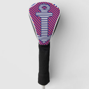 Diagonal Stripe Blue Anchor  Golf Head Cover