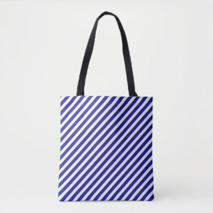 Diagonal Stripe Blue Tote Bag