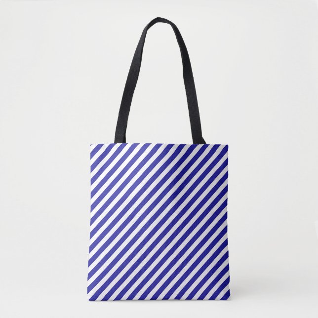 Diagonal Stripe Blue Tote Bag (Front)