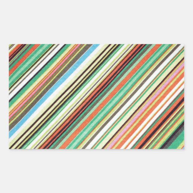 Diagonal Stripe Colourful Cloth Pattern Rectangular Sticker (Front)