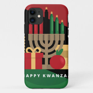 diagonal stripe Happy Kwanzaa Case-Mate iPhone Case