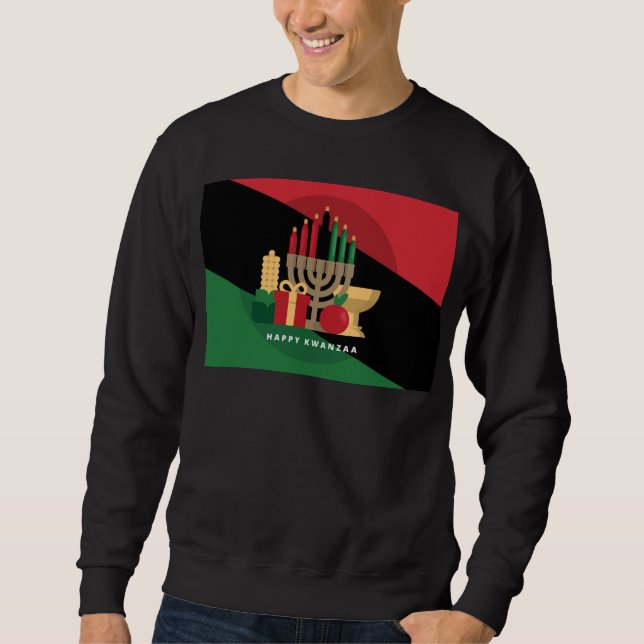 diagonal stripe Happy Kwanzaa Sweatshirt (Front)