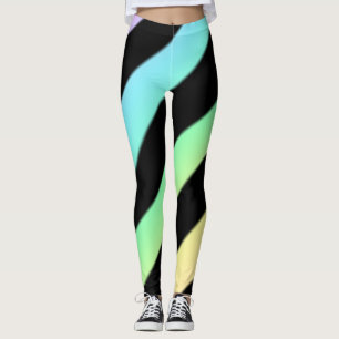 Diagonal Stripe Leggings Pastel And Black