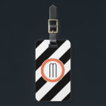 Diagonal Stripe Monogram Luggage Tag - coral<br><div class="desc">Don't lose your luggage in the crowd. This sturdy tag will make your bag easy to spot.</div>