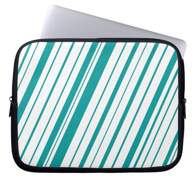 Diagonal Stripe ~ Teal Laptop Sleeve (Front)