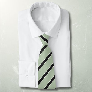 Diagonal striped black on green classic tie