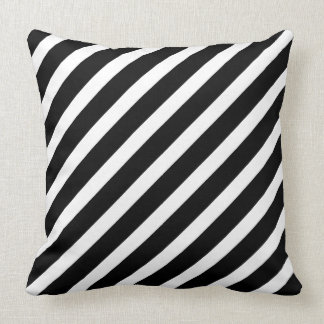 Diagonal Striped Black & White Cushion