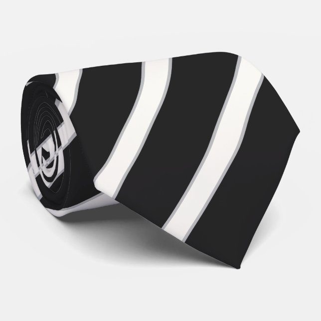 Diagonal striped white on black classic tie (Rolled)