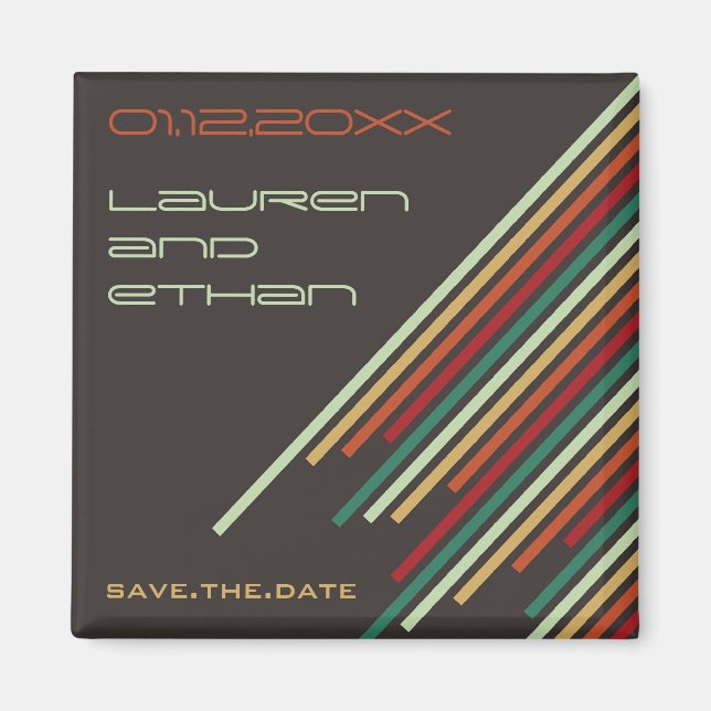 Diagonal Stripes | 03 * Tutti Frutti | Save Date Magnet (Front)
