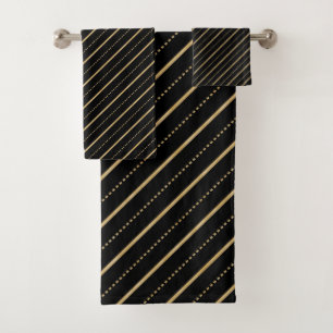 Diagonal Stripes and Dots  Bath Towel Set