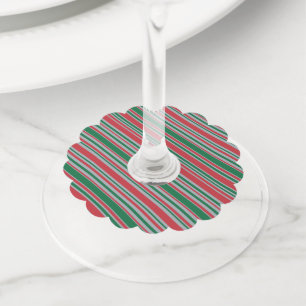 Diagonal stripes background wine glass tag