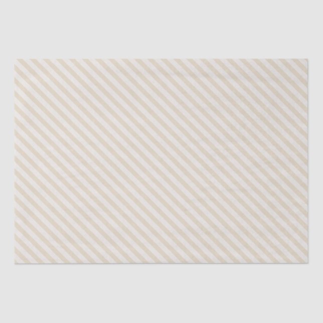 Diagonal Stripes Beige Ivory Tissue Paper (Front)