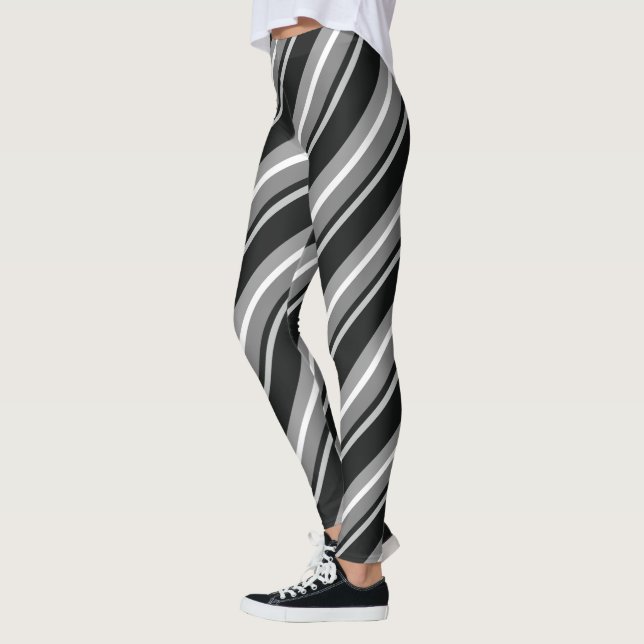 Diagonal Stripes Black Leggings (Left)