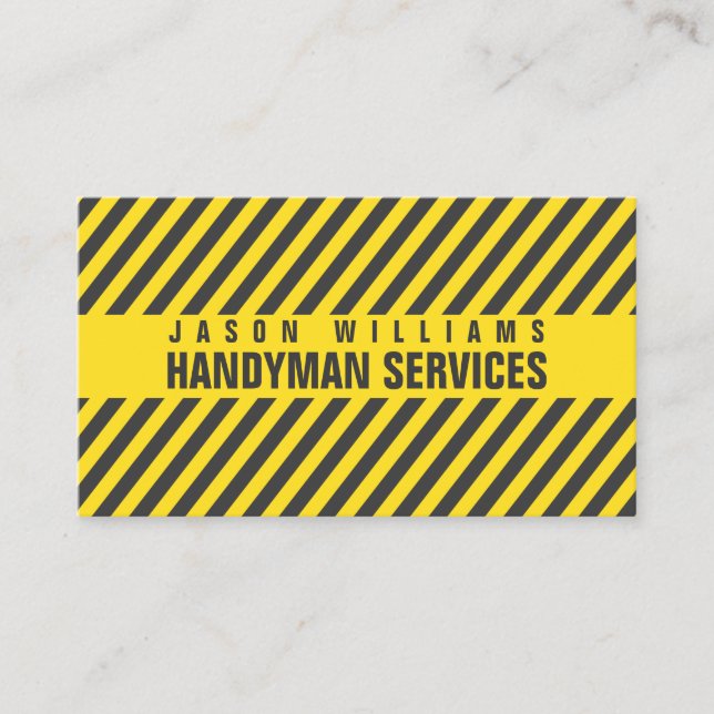 Diagonal stripes construction style business card (Front)