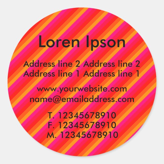 Diagonal Stripes II Business / Profile Classic Round Sticker (Front)
