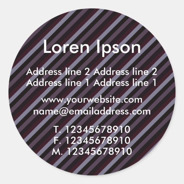 Diagonal Stripes III Business / Profile Classic Round Sticker (Front)