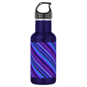 Diagonal stripes in blue and purple 532 ml water bottle