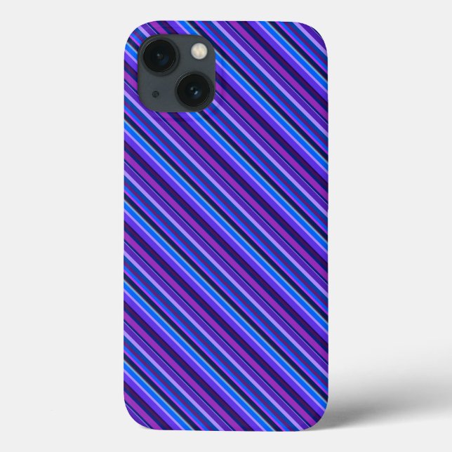 Diagonal stripes in blue and purple Case-Mate iPho iPhone Case (Back)