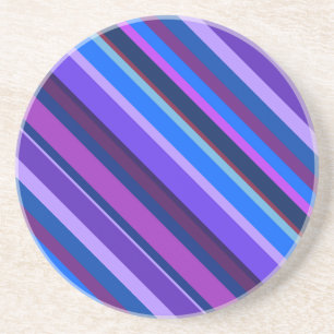 Diagonal stripes in blue and purple coaster