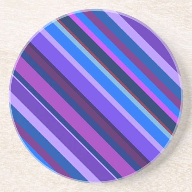 Diagonal stripes in blue and purple coaster (Front)