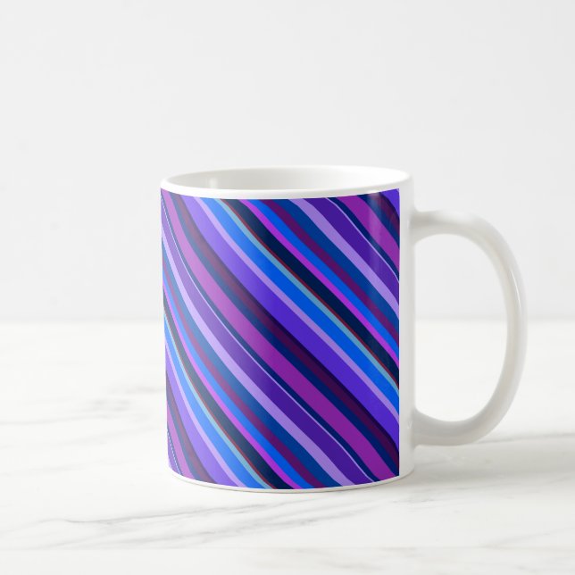 Diagonal stripes in blue and purple coffee mug (Right)