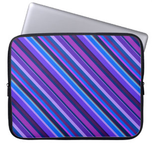 Diagonal stripes in blue and purple laptop sleeve