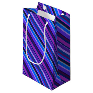 Diagonal stripes in blue and purple small gift bag